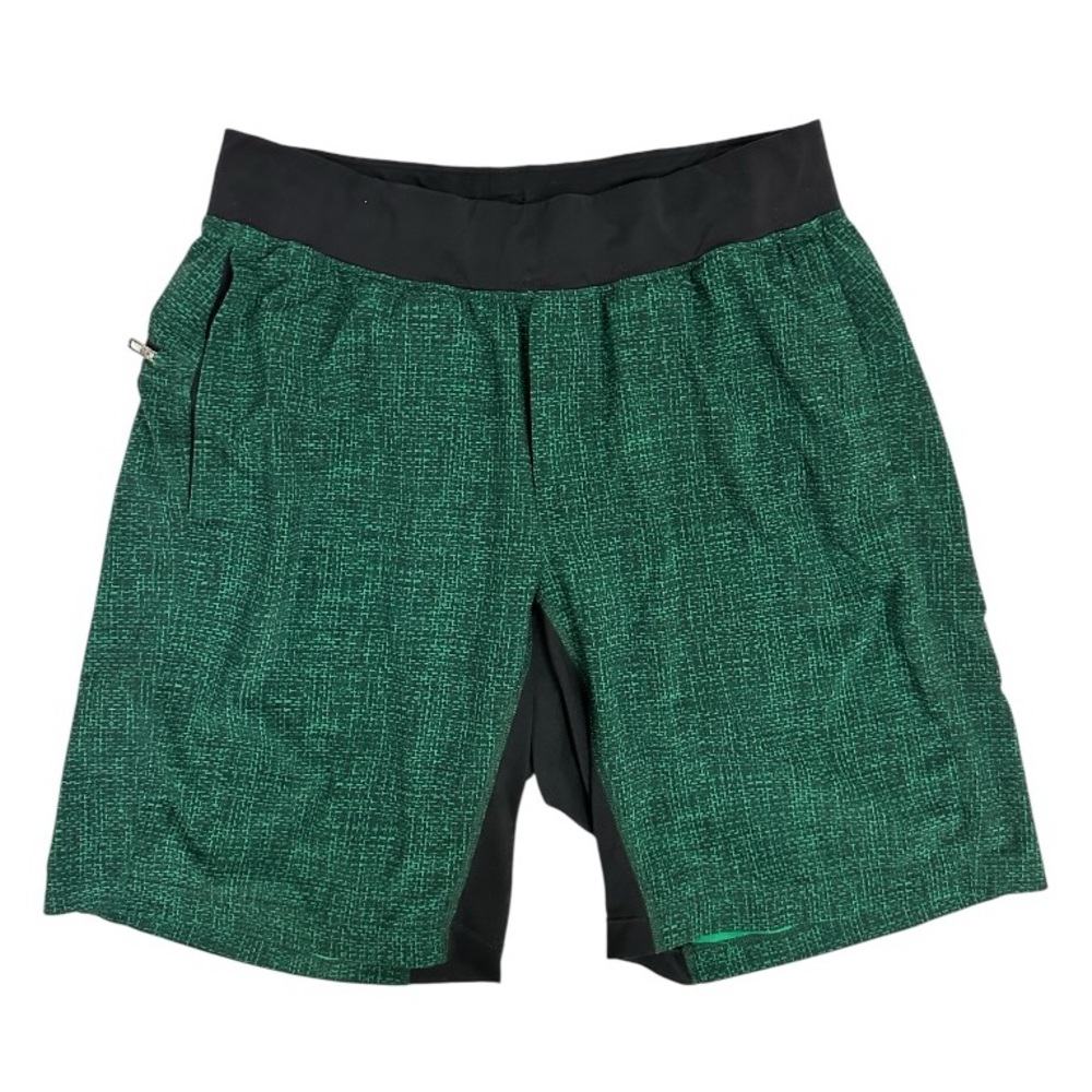 lululemon athletica Men's Green Athletic Shorts with Black Waistband